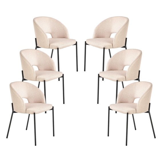 Zestaw 6x Krzesło K373 Czarny/Beżowy