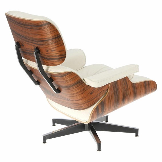 Fotel z Podnóżkiem VIP 54x82x85 Biały/Rosewood/Srebrna Baza