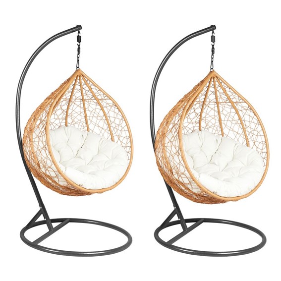 Zestaw 2 Foteli Ogrodowych F-03 L+XL Naturalny/Czarny