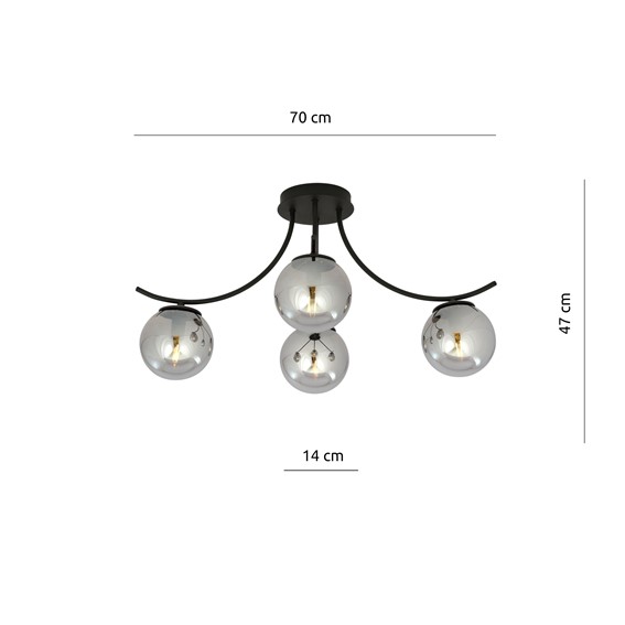 Lampa Sufitowa BOSTON 4 Czarny/Grafitowy