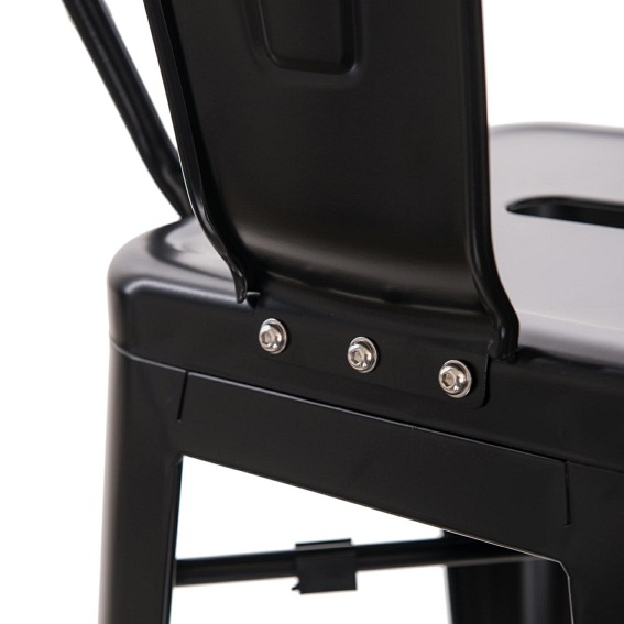 Stołek Barowy PARIS Back Czarny Inspirowany Tolix