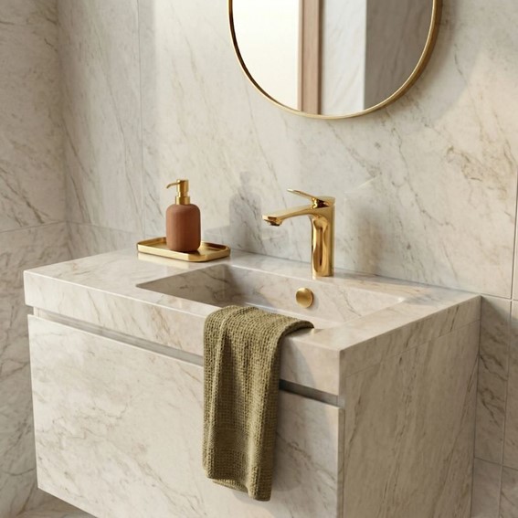 Bateria Umywalkowa Niska VISION Złoty