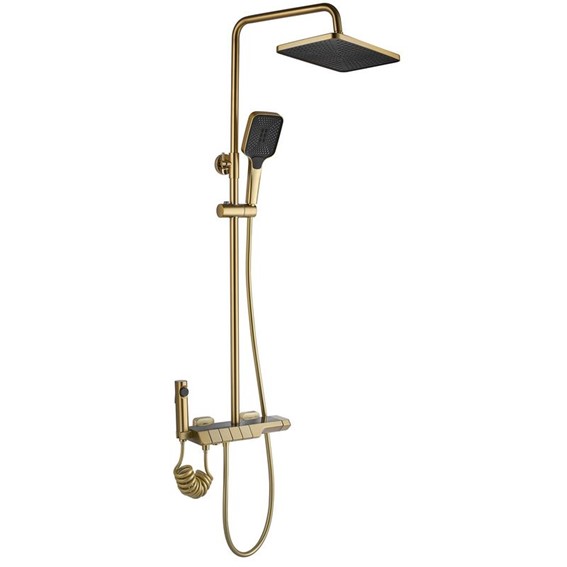 Zestaw Natryskowy ROB z Termostatem Złoty Szczotkowany