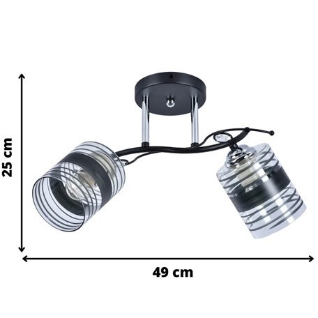 Żyrandol ASTER 2 Srebrny/Czarny