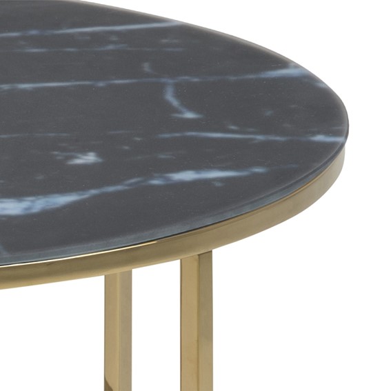 Stolik Kawowy ALISMA Okrągły Gold/Black Marble