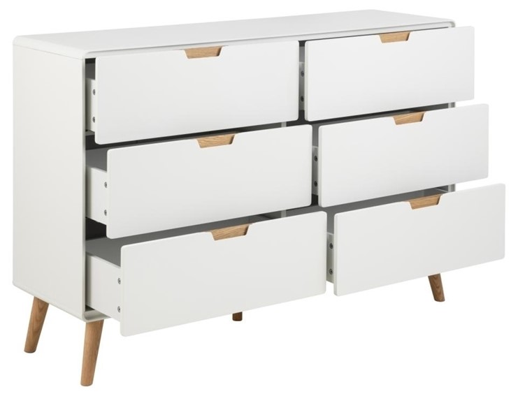 Komoda LOWELL z 6 Szufladami Biały