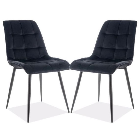 Zestaw 2x Krzesło CHIC Velvet Czarny/Czarny