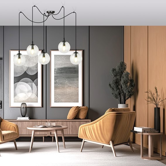 Lampa Wisząca GIGI 5 Czarny/Transparentny