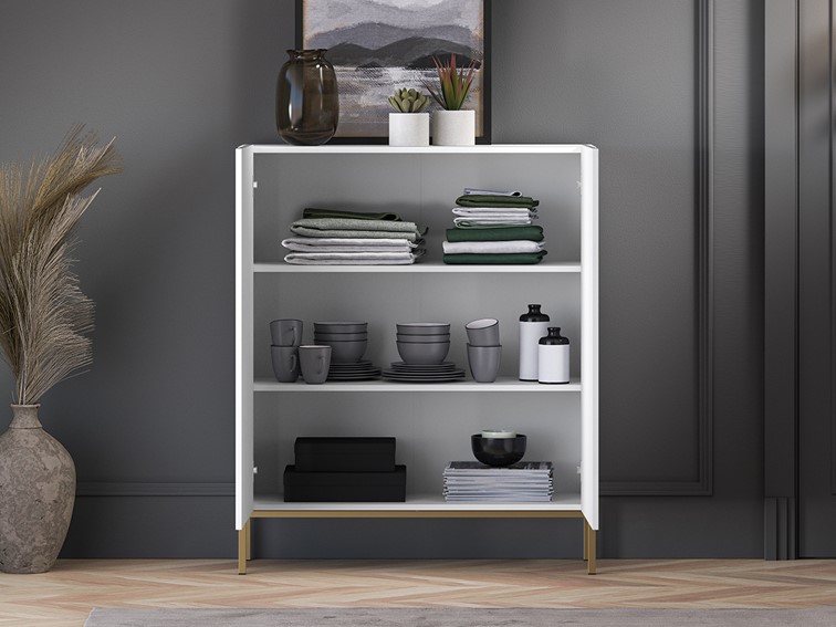 Komoda CLEARING 01 Biały Alpejski / Podstawa Złoty 2D