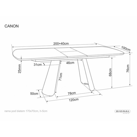 Stół Rozkładany CANON (240-200)x100cm Dąb/Kaszmir