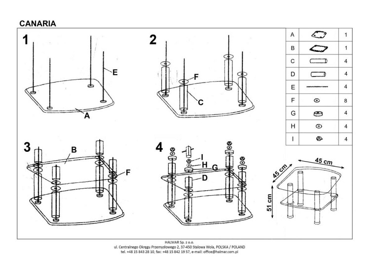 Ława CANARIA Bezbarwny
