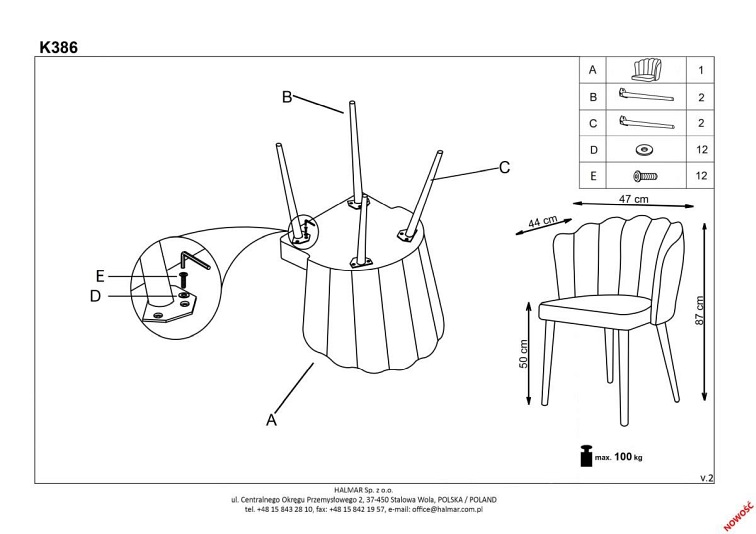Krzesło K386 Ciemny Zielony