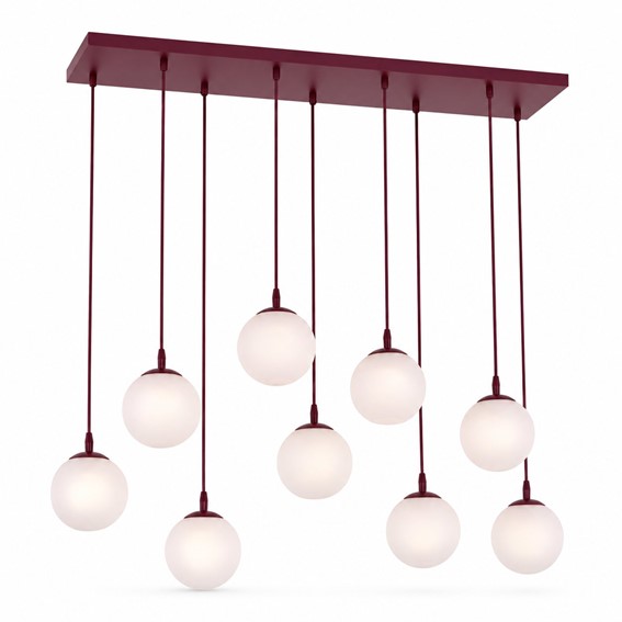Lampa Wisząca COSMO 9 Burgundowy/Opal
