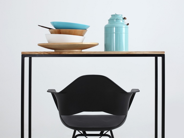 Konsola JULITA SOLID WOOD 92-1F 100x30 Dąb/Czarny