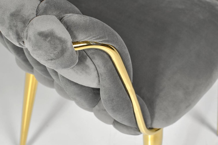 Krzesło IRIS LUX Welur Złoty/Szary