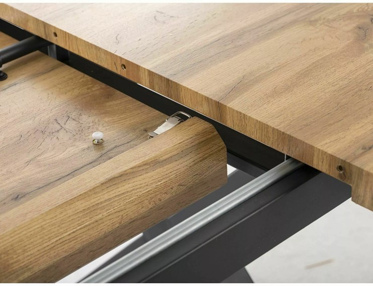 Stół XAVIERO II (160-240)x90 Czarny/Dąb Artisan