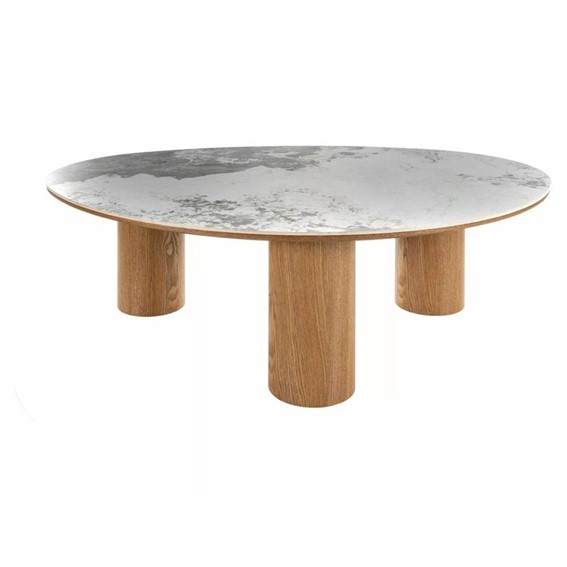 Ława ADELIS 110x80cm Biały Połysk/Dąb