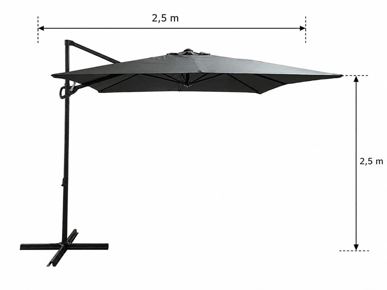 Parasol Ogrodowy VENTO 2.5m Ciemny Szary