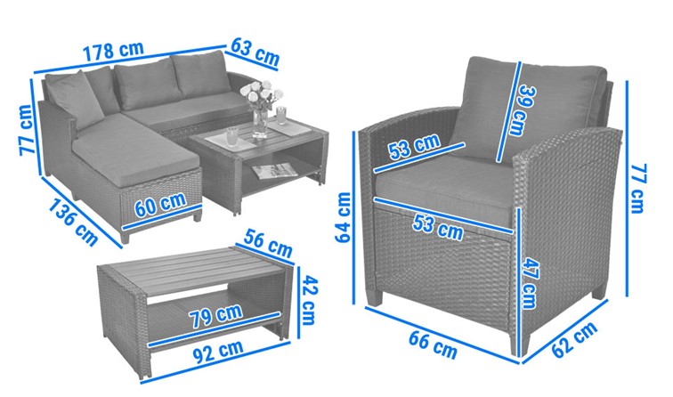 Zestaw Ogrodowy SZTOKHOLM RELAX Szary