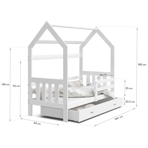 Łóżko Domek AVA 80x160 Biały