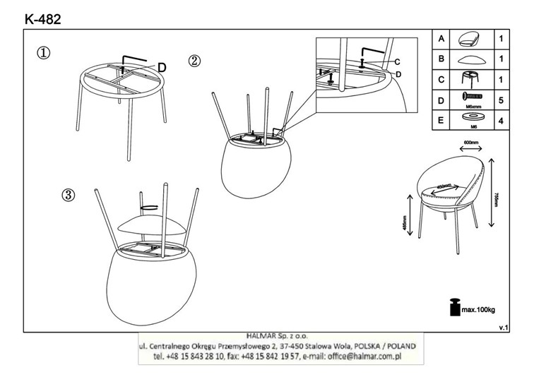 Krzesło K482 Czarny/Beżowy