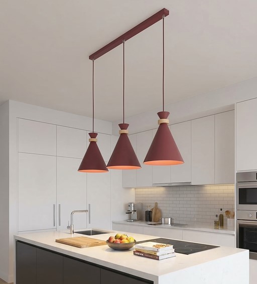 Lampa Wisząca ZERO 3 Burgundowy