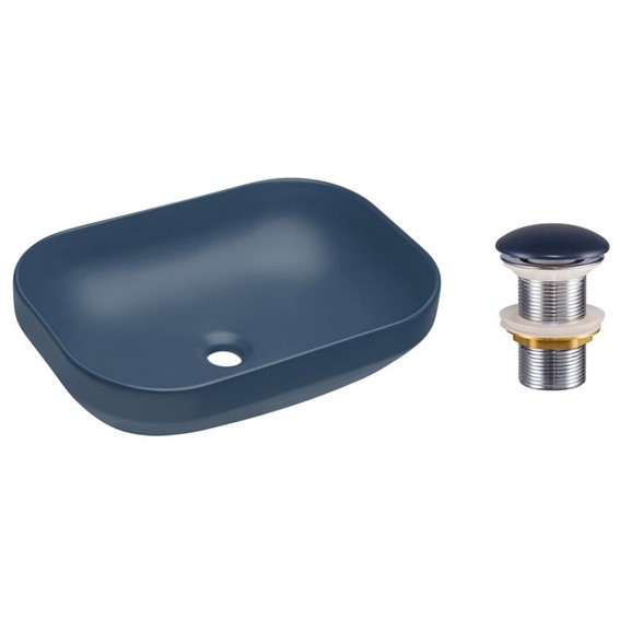 Zestaw Umywalkowy z Korkiem Click-Clack NELI Granatowy Mat