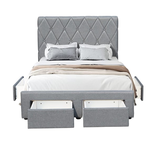 Łóżko BETINA z Pojemnikiem 120x200 cm Popielaty