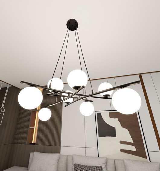 Lampa Wisząca ESSA 8 Czarny/Opal