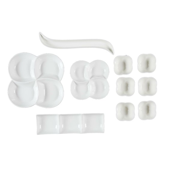 Zestaw 10 Naczyń do Serwowania Przystawek Biały