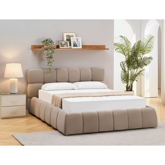 Łóżko PARMA Velvet 160x200cm Ciemny Beżowy