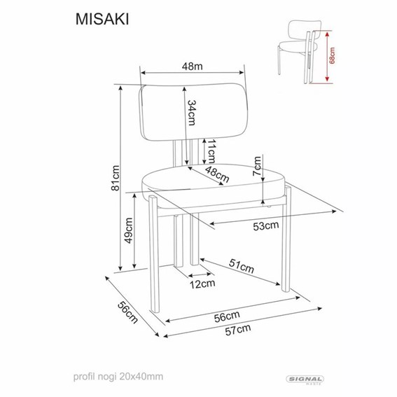 Krzesło MISAKI Szary/Kaszmir