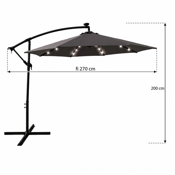 Parasol Ogrodowy NOCTIS LED 2.7m Ciemny Szary