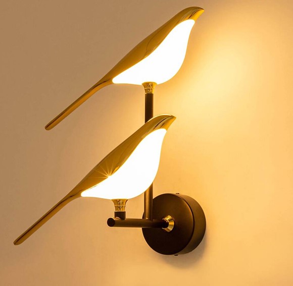 Lampa Ścienna BIRD TWIN Złoty