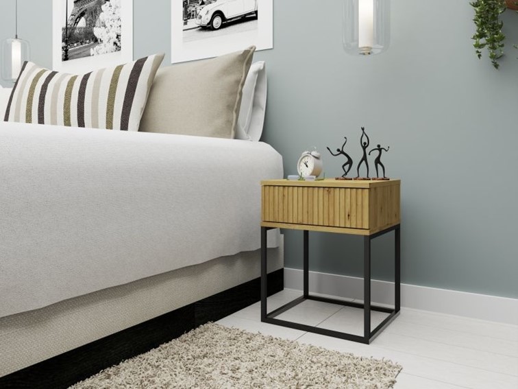 Szafka Nocna SN8-FX Dąb Artisan/Czarny