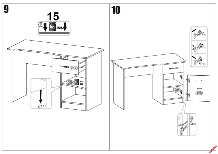 ELMO biurko dąb wotan / antracyt