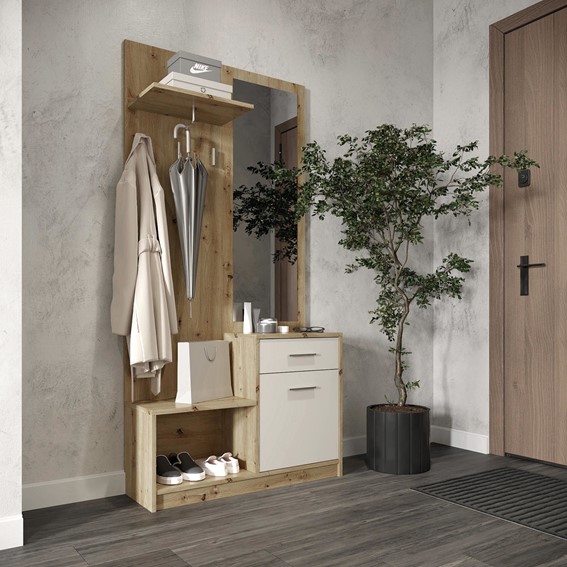 Zestaw Mebli do Przedpokoju PERGO Dąb Artisan/Kaszmir