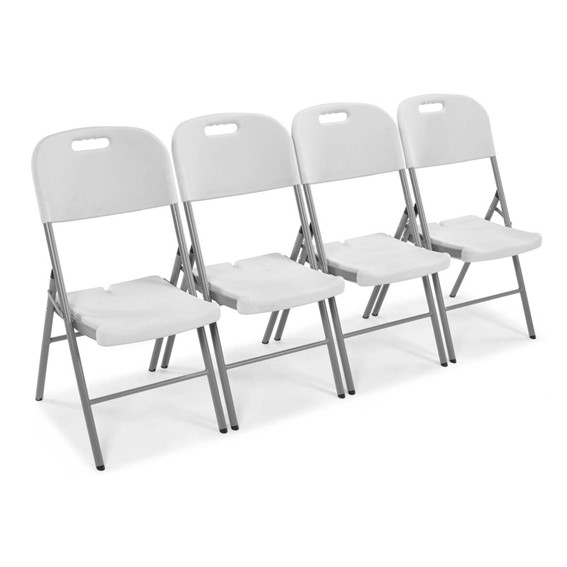 Zestaw 4 Krzeseł Cateringowych Składanych Biały