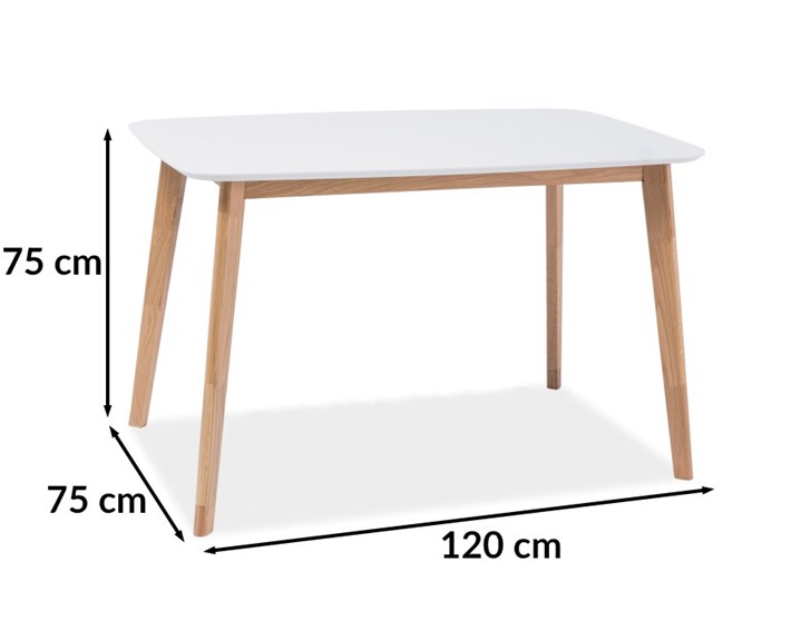Stół MOSSO I 120x75 Dąb/Biały
