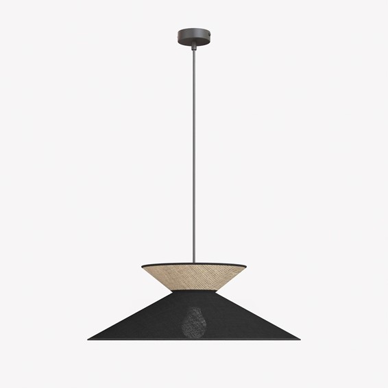 Lampa Wisząca SOFTA 1 Czarny/Rattan