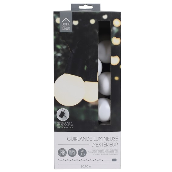 Girlanda OGRODOWA Żarówkowa 20 LED Biała