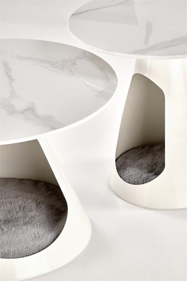 Zestaw 2 Ław OSARIO Biały/Biały Marmur