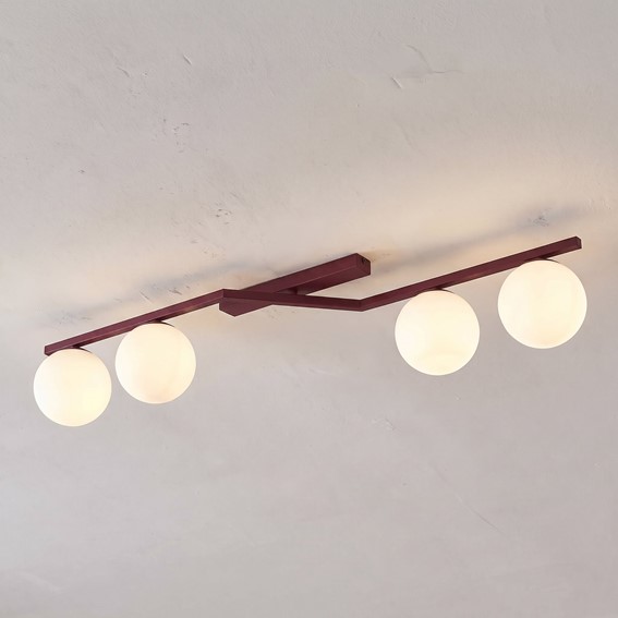 Lampa Sufitowa NATON 4 Burgundowy/Opal