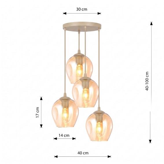 Lampa Wisząca ISTAR 4PREM Beżowy/Miodowy