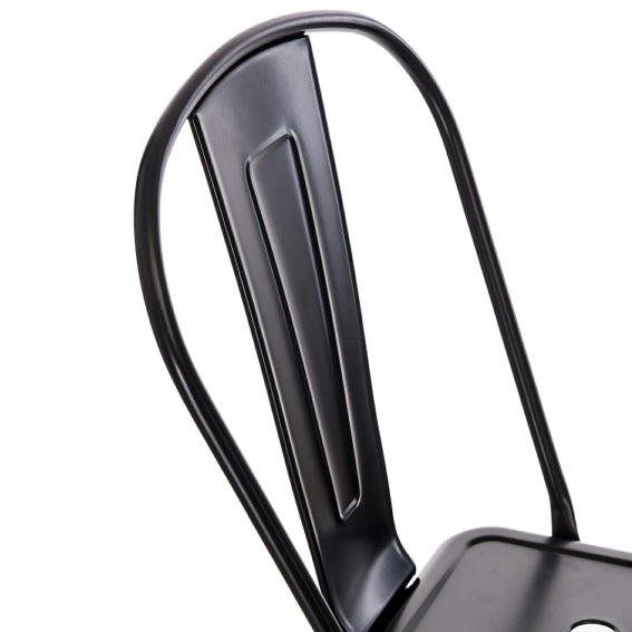 Stołek Barowy PARIS Back Czarny Inspirowany Tolix