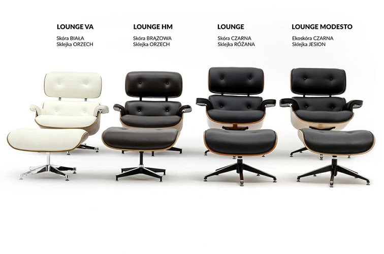 Fotel z Podnóżkiem LOUNGE Czarny/Orzech