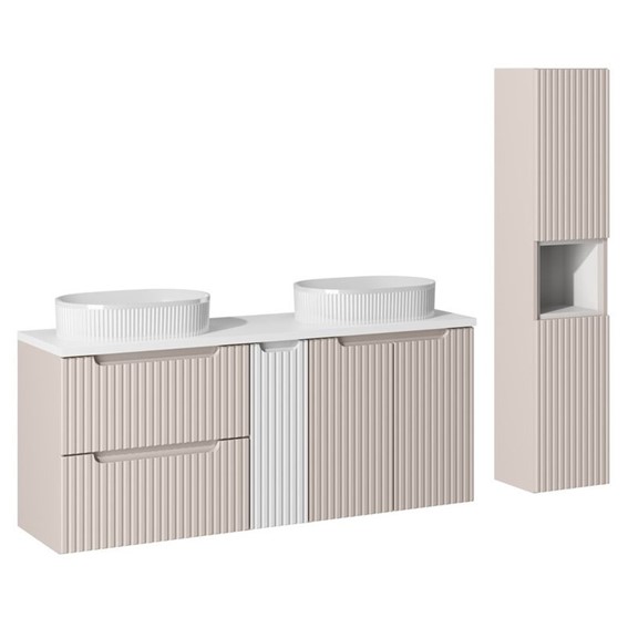 Zestaw Meblowy BEYOND 140cm Biały Mat/Kaszmirowy Mat