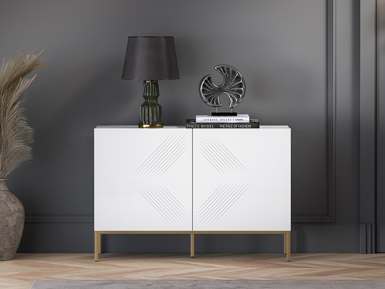 Komoda CLEARING 03 Biały alpejski/Podstawa Złoty