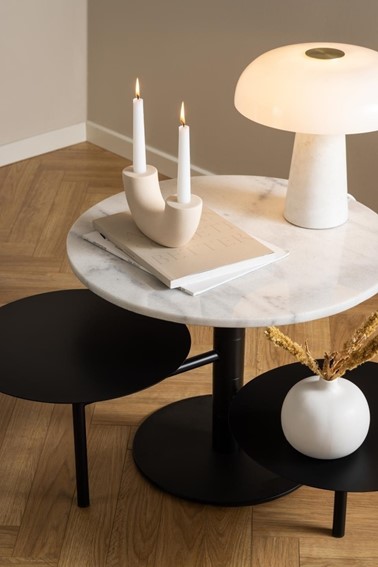 Stolik Kawowy LAHTI Fi60cm Biały/Czarny