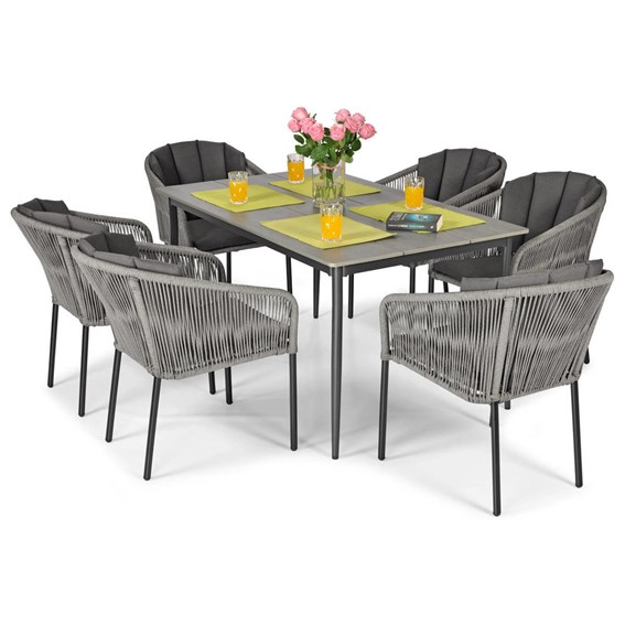 Zestaw Ogrodowy Jadalniany VICTORIA 6-Osobowy Szary/Czarny